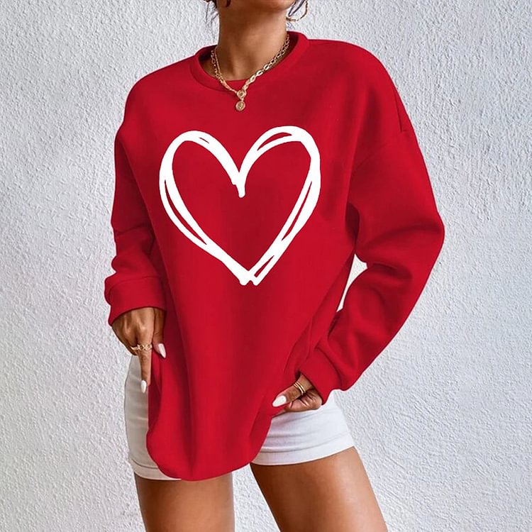 Comstylish Women's Valentine's Day Heart Love Casual Sweatshirt