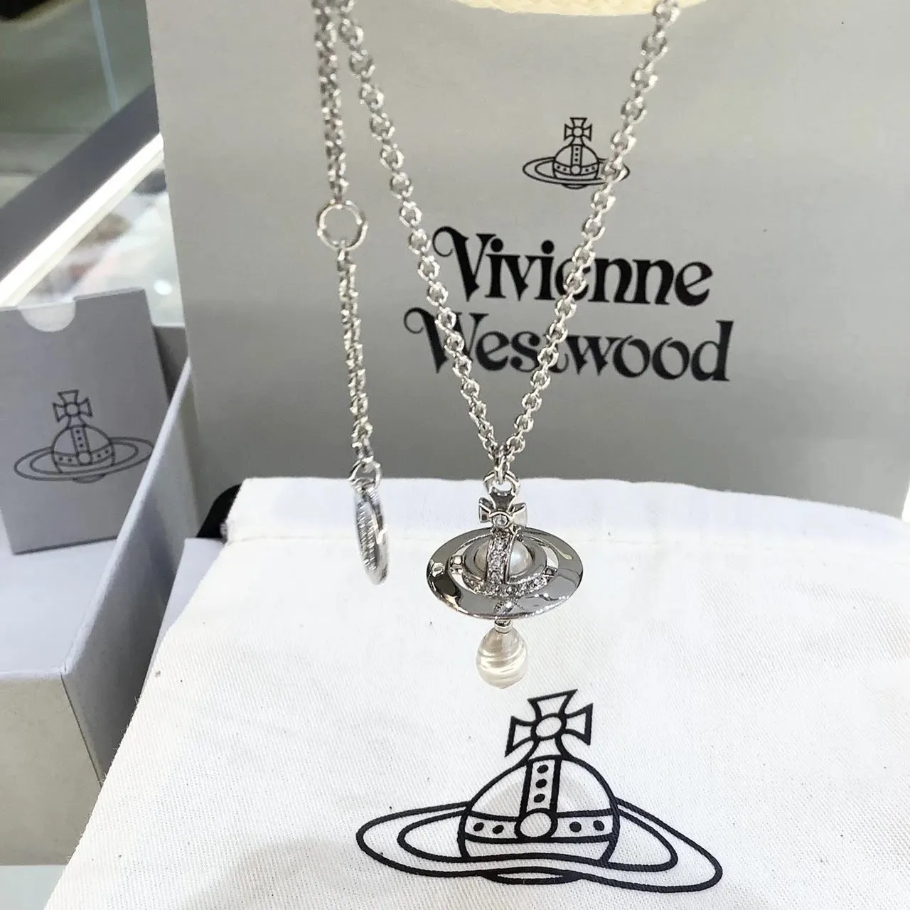 Vivienne Westwood Teardrop Saturn Necklace