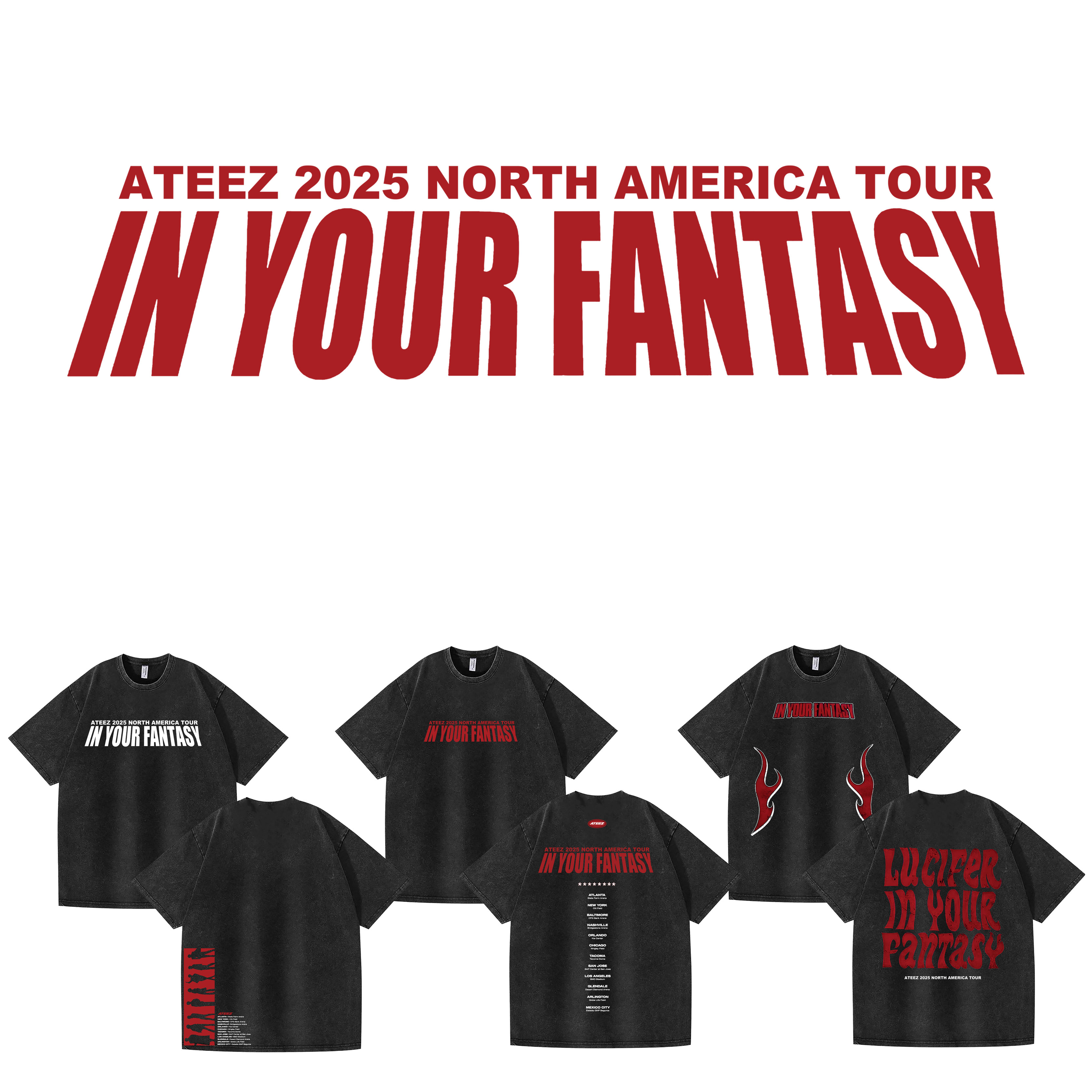 2025 ATEEZ In Your Fantasy World Tour North America Washed T