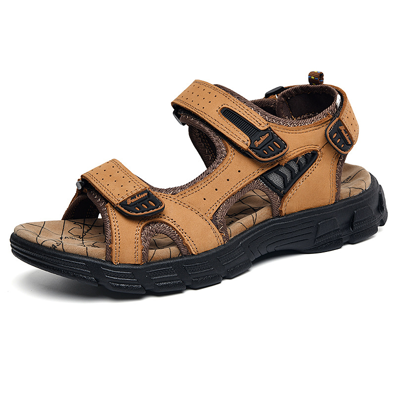 thesupersurf Leather Men's Outdoor Sandals with Adjustable Straps and Comfortable Cushioned Sole
