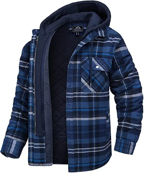 Thickened Cotton-Padded Plaid Long-Sleeved Hooded Hooded Jacket Coat VangoghDress