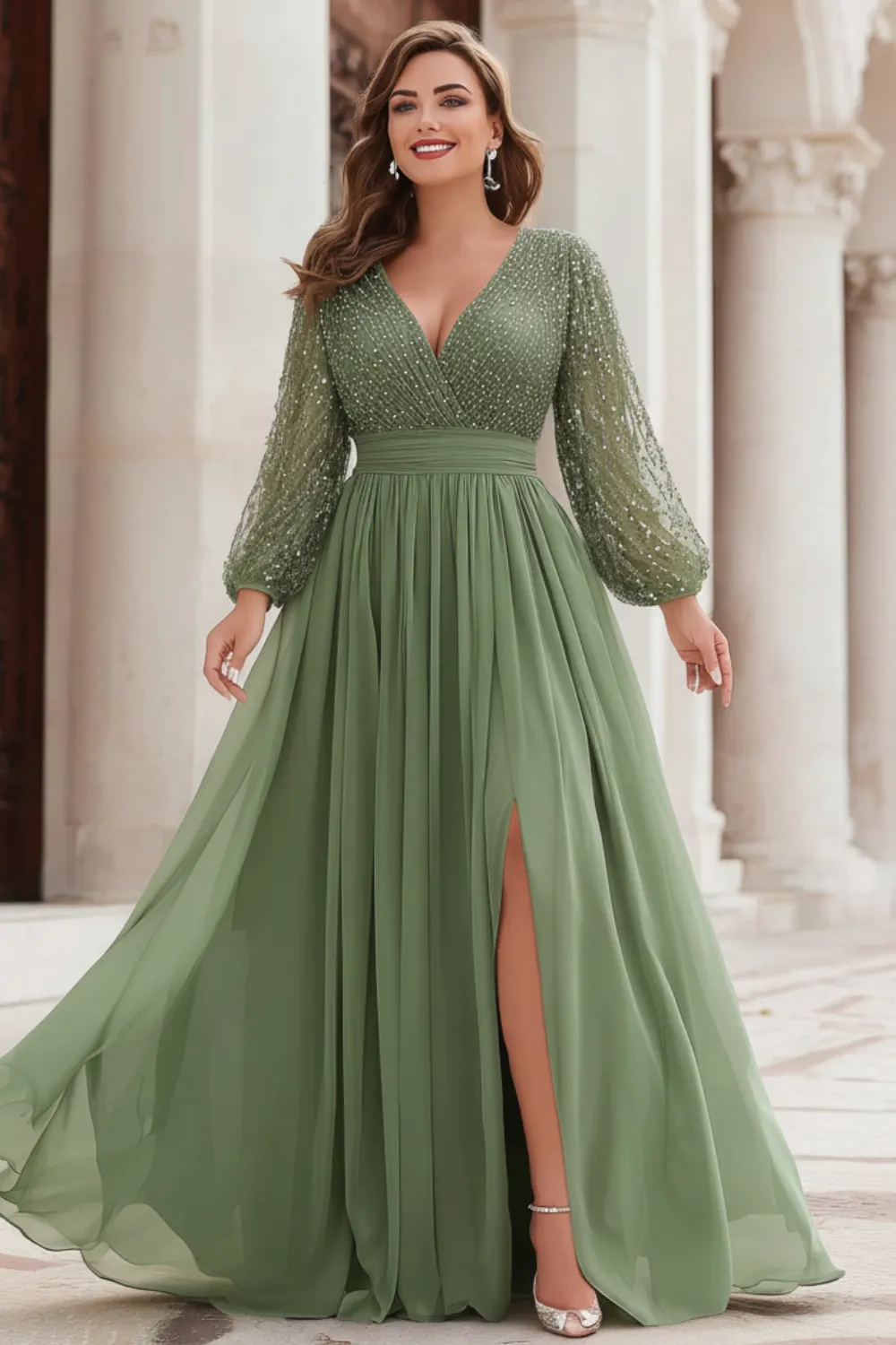 sage green dress for wedding plus size Green Wedding Guest Dress Plus Size Xpluswear Design Plus Size Wedding  Guest Sage Green Wrap Neck