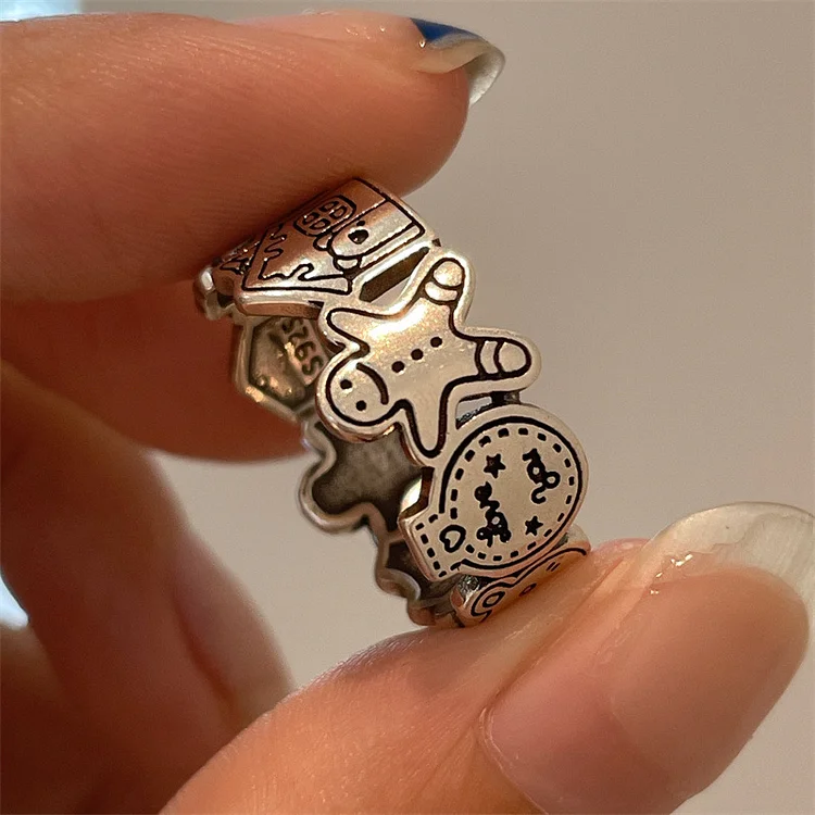 Doodle Gingerbread Man Open Ring