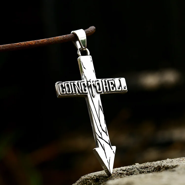 Punk Hell Cross Stainless Steel Necklace
