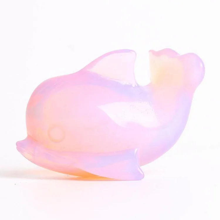 Pink Opalite Dolphin Carving Animal Bulk Decoration