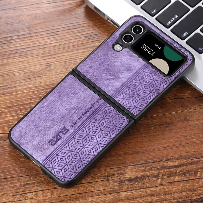 Retro Embossed All-inclusive Anti-fall Leather Phone Case For Galaxy Z Flip3/Flip4