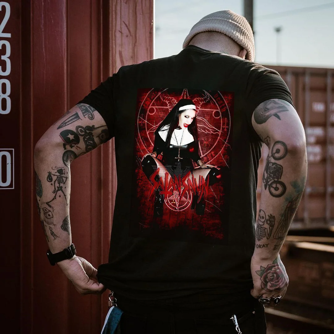 Evil Satans Nun Printed Men's T-shirt -  