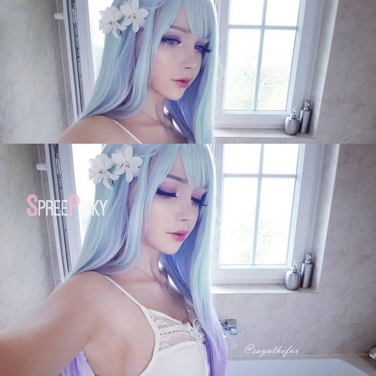 Green Purple Pastel Gradient Lolita Long Wig SP179082