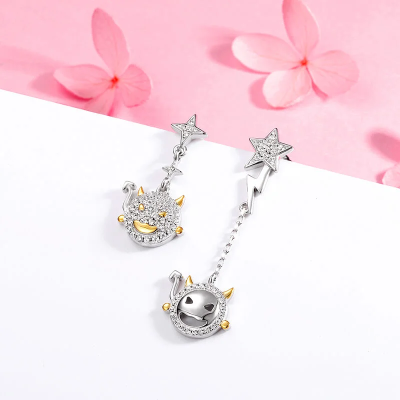 MeWaii® Sterling Silver Earring Devil Shape White Zirconia Earrings Silver Jewelry S925 Sterling Silver Earring