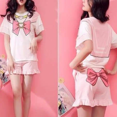 Pink Sailor Moon Chibi Moon Pajamas Sets SP16195