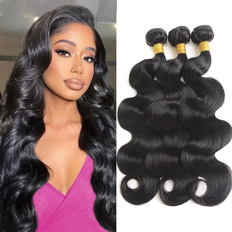 3 Pieces Body Wave Brazilian Virgin Human Hair Bundles Unprocessed Natural Color