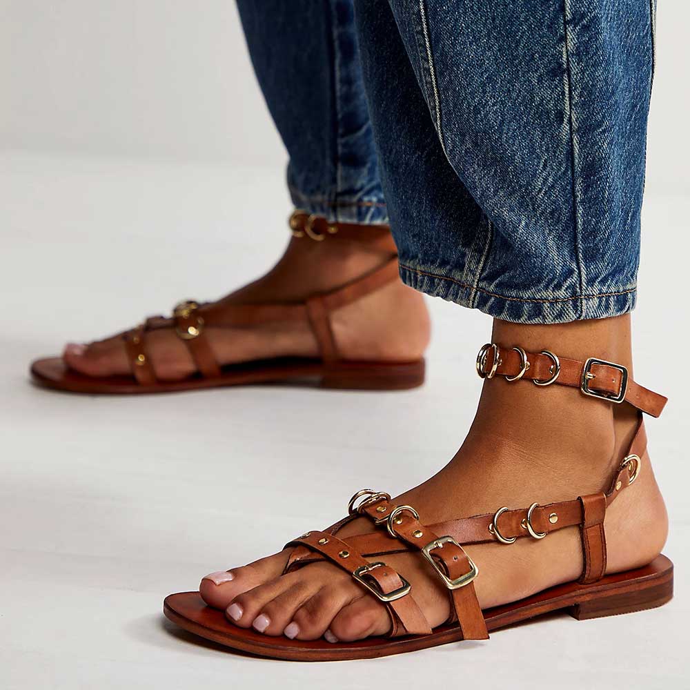 Florida Buckle Strap Leather Sandals main image 0
