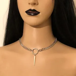 pornhint Pornhint Discreet Day Collar, Day Collar, Fetish Necklace, Spike BDSM Collar, Submissive Choker, Collar BDSM, Slave Day Collar, Submissive Necklace