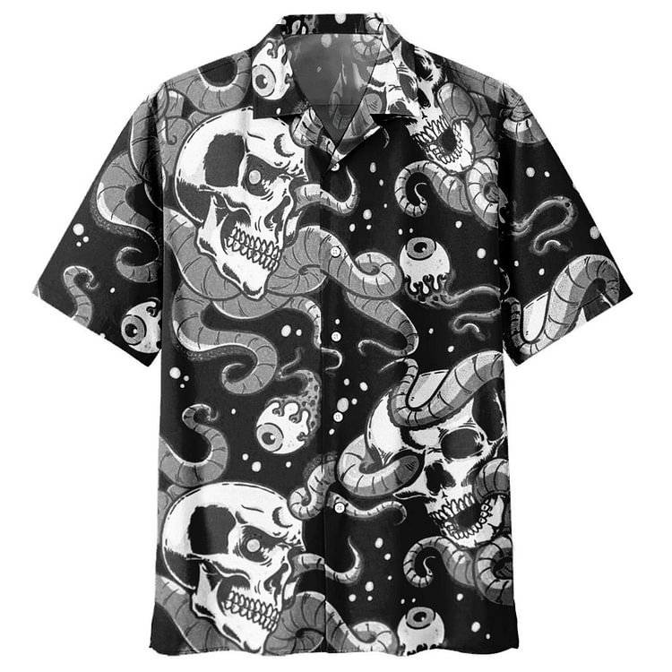 Skull Creative Print Fashion Casual Men's Shirt