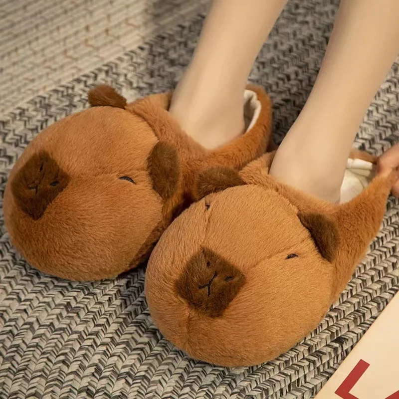 Cuteeeshop Cuteee Family Winter Warm Capybara/Teddy Bear Slippers Women's Brown Slippers Animal Plush