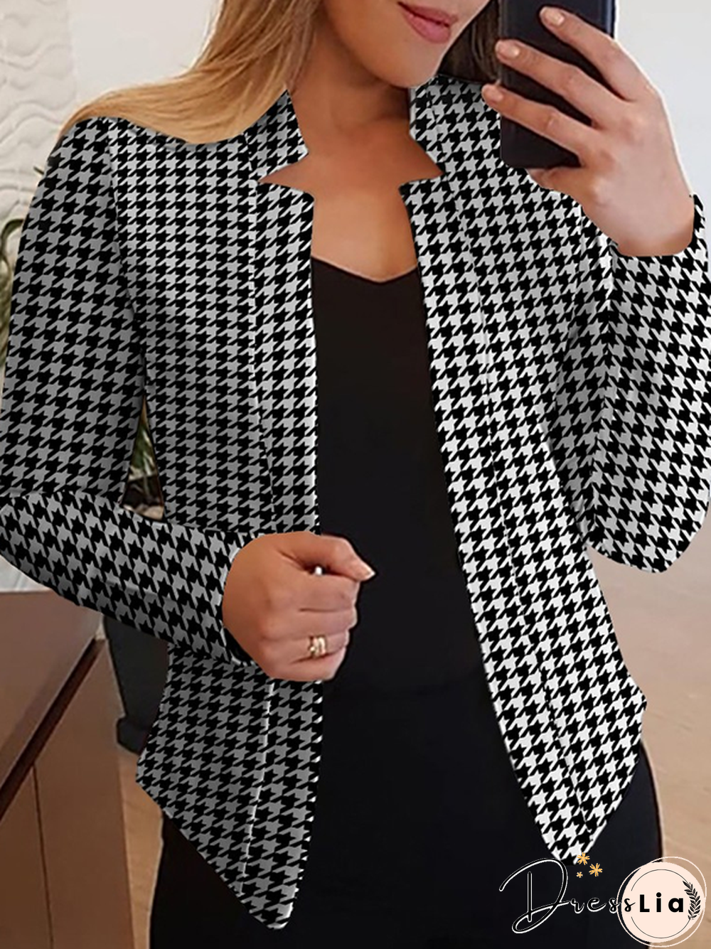 Casual Houndstooth Jacket