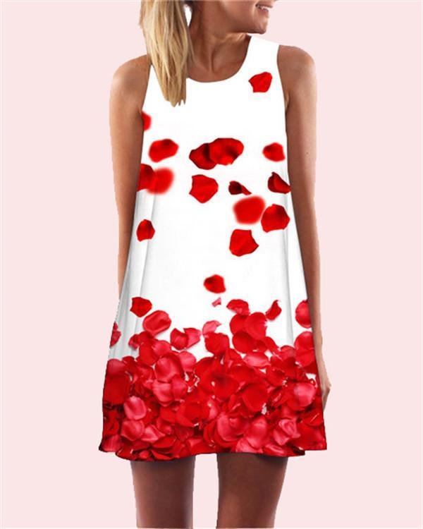 Flower Printed Sleeveless Beach Dress - Chicaggo