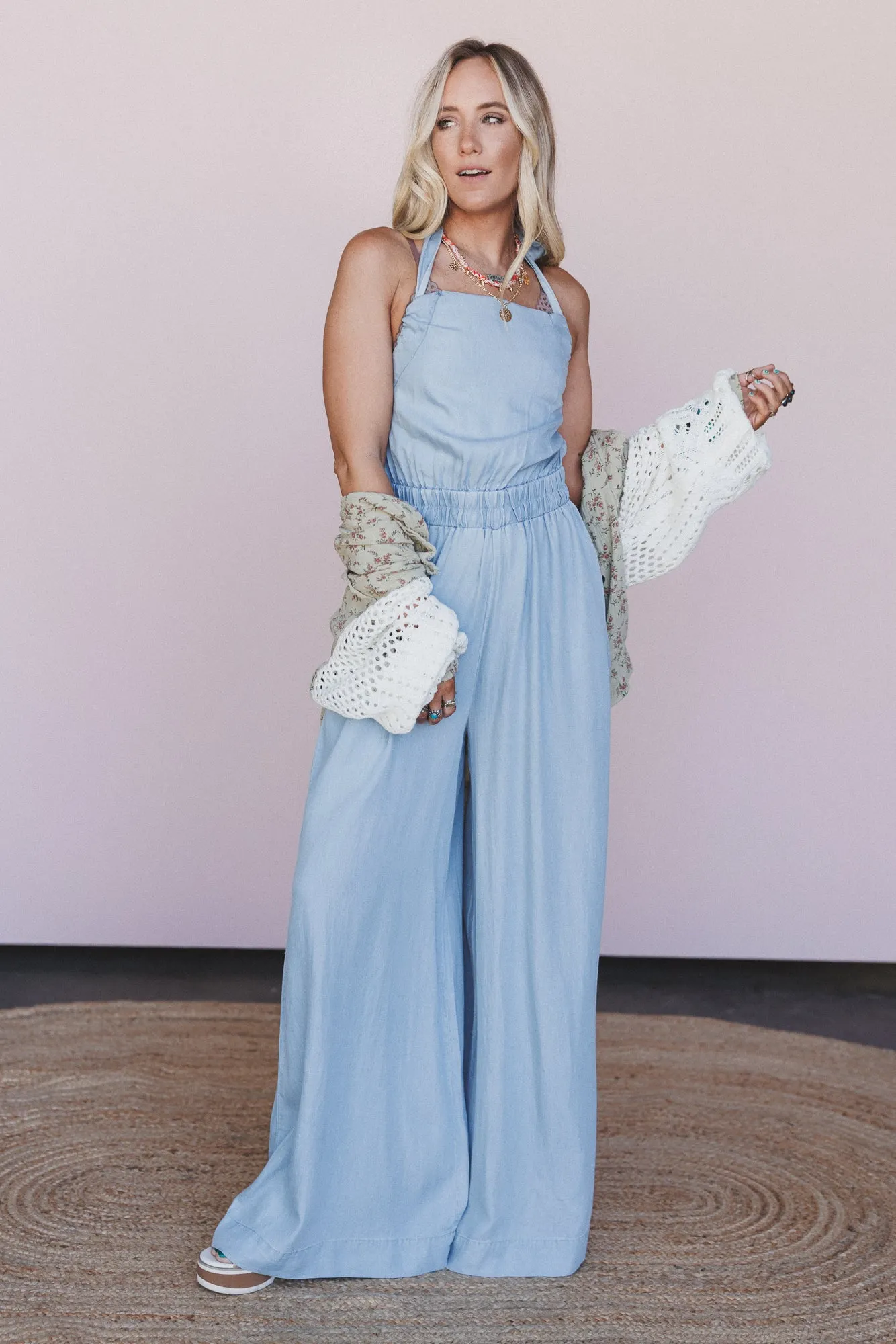 Sundrenched Halter Jumpsuit - Chambray