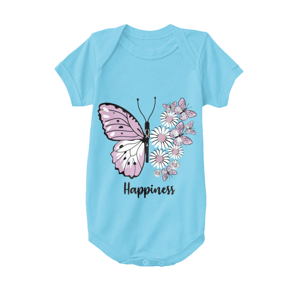 Babyhug Single Jersey Cap Sleeves Nighty Floral & Butterfly Print - White