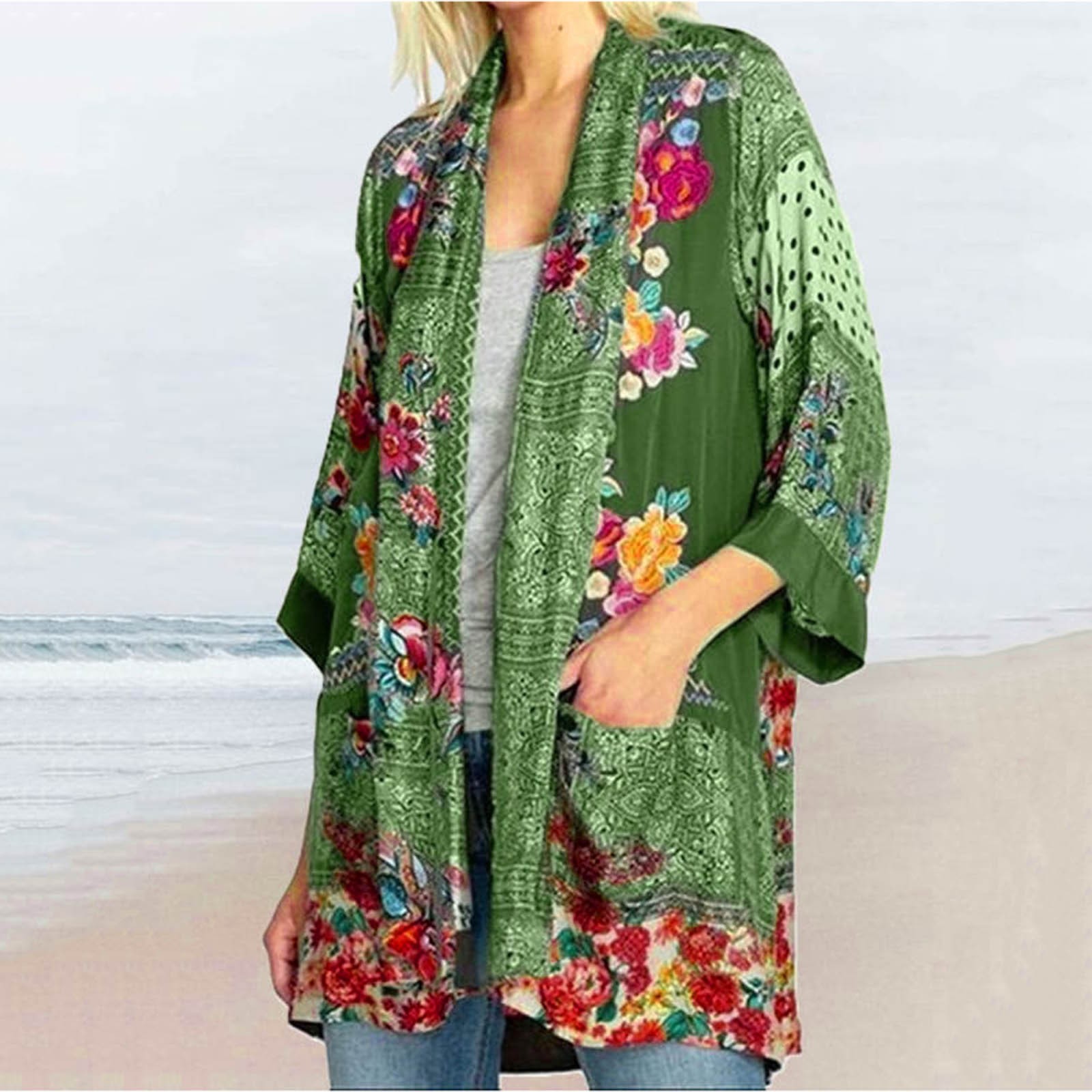 Women's Long Sleeve Floral Print Fashion Sexy Loose Cardigan