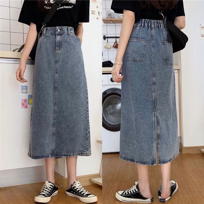 Midi A-Line Denim Skirt YP4533