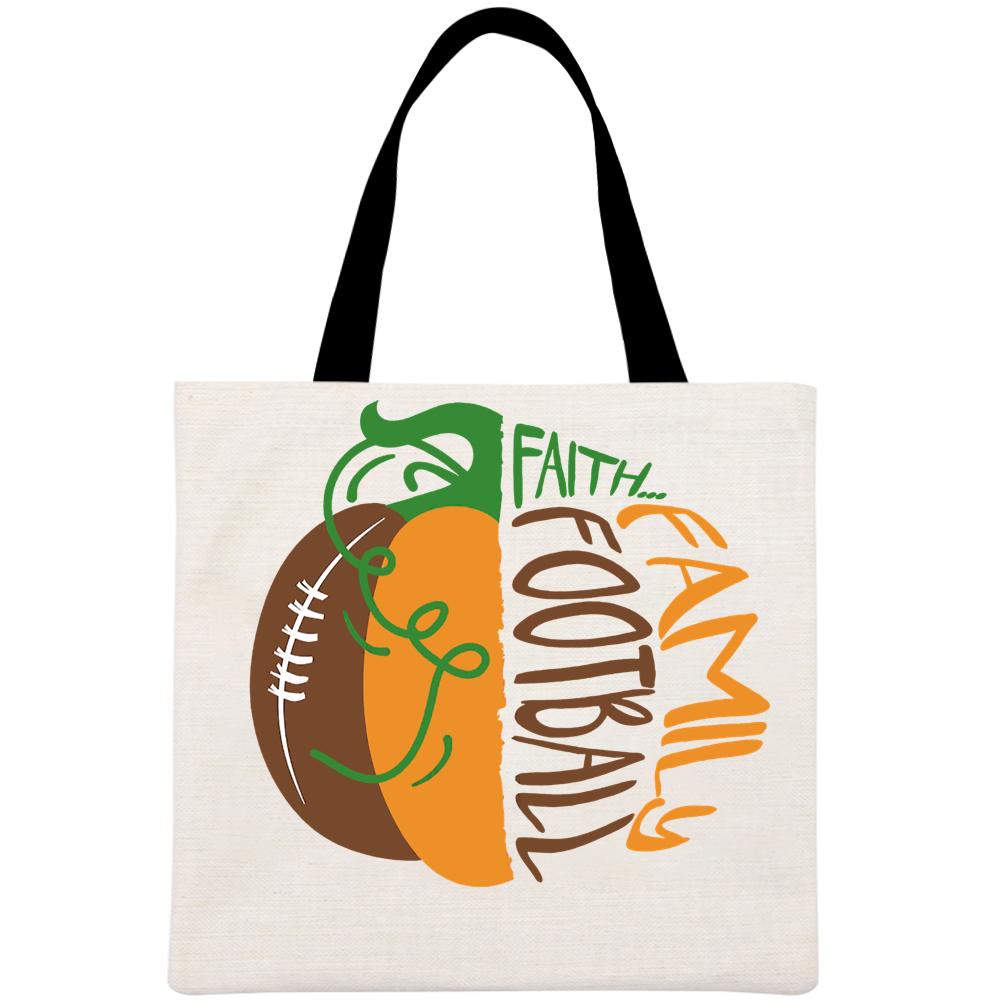 Pumpkin Football Printed Linen Bag-Guru-buzz