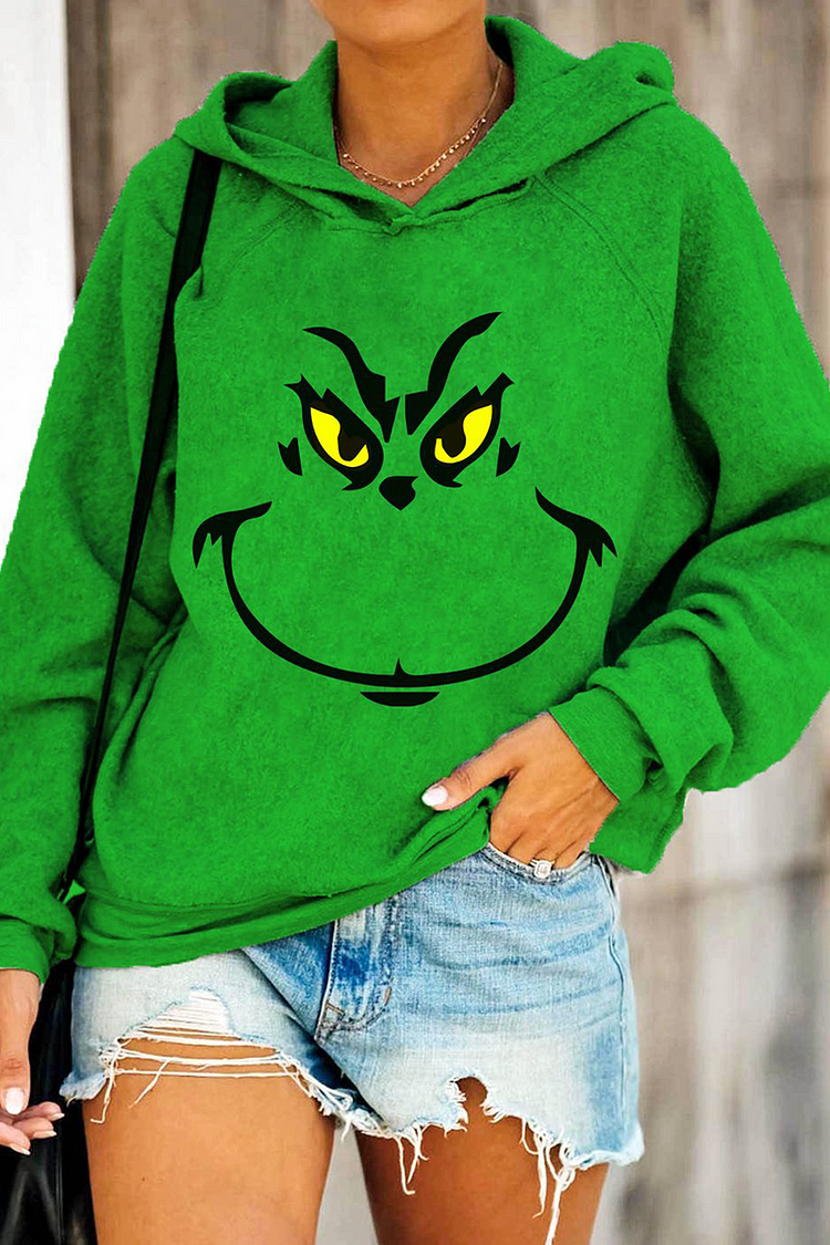 Casual Print Split Joint Hooded Collar Tops