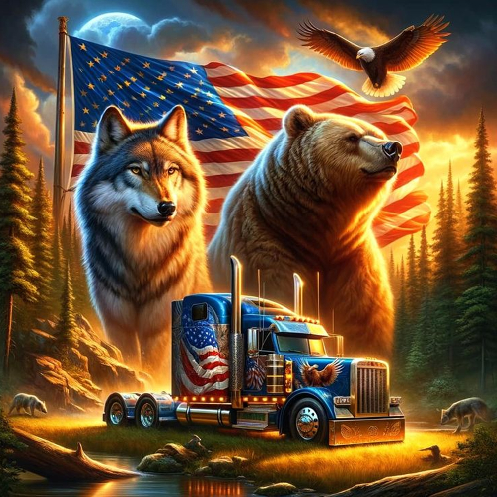 Wolves & Flag store Framed 5D Diamond Painting