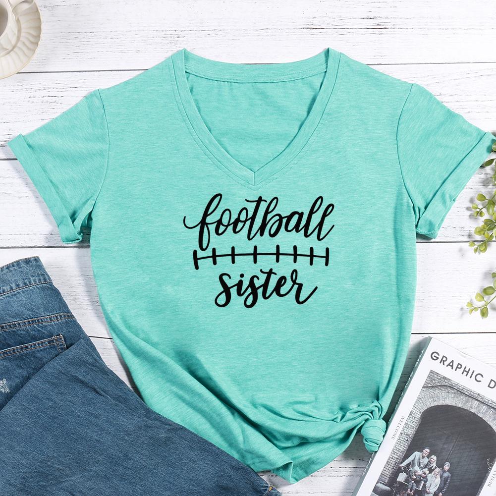 Football Sister Hoodie V-neck T Shirt-Guru-buzz