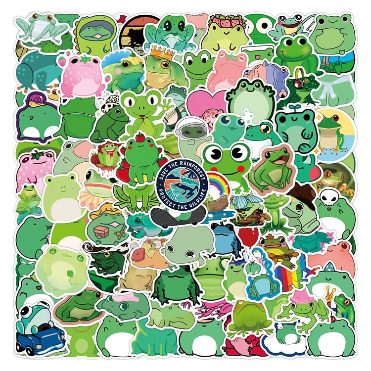 Kawaii Forest frog stickers pack of 100