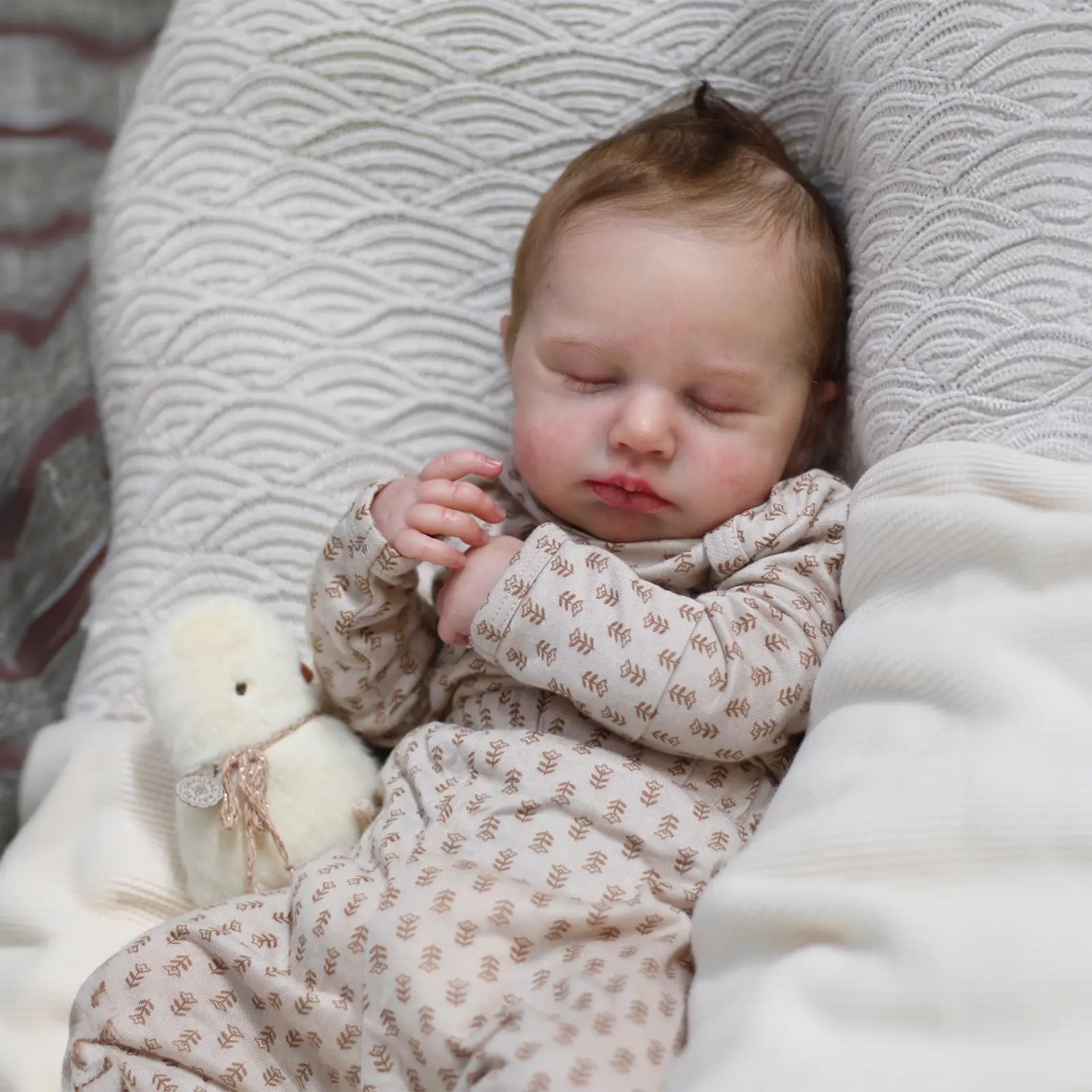 30cm Lifelike Sleeping Mini Reborn Dolls In Stripe Clothes-Levi