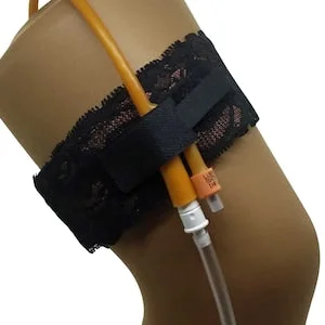 pornhint Pornhint Black Lace w Medium Tan Elastic Foley Catheter Leg Strap | SMALL | Medical Accessory, Catheter Supplies, Catheter Tube, Catheter Bag, Cath