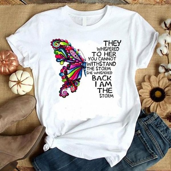 Casual Butterfly Print Short Sleeve T-Shirt