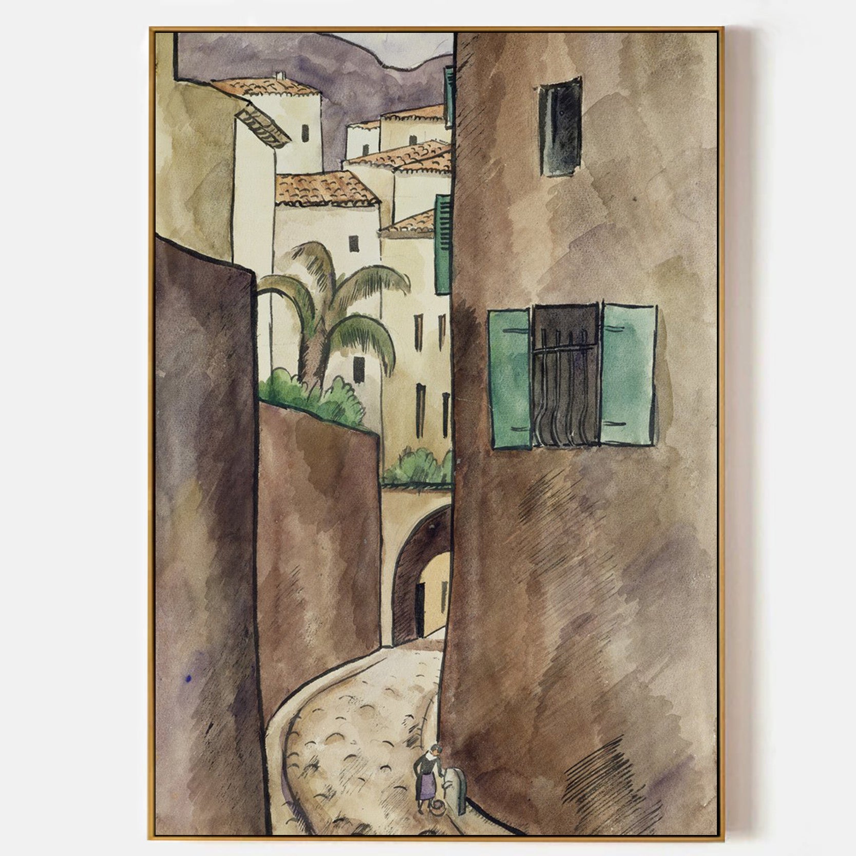 Arabelart Mediterranean Street and Houses Painting, AR1060