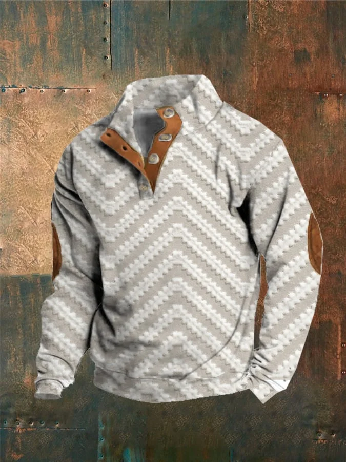 Men'S Casual Printed Buttons Casual Sweatshirt