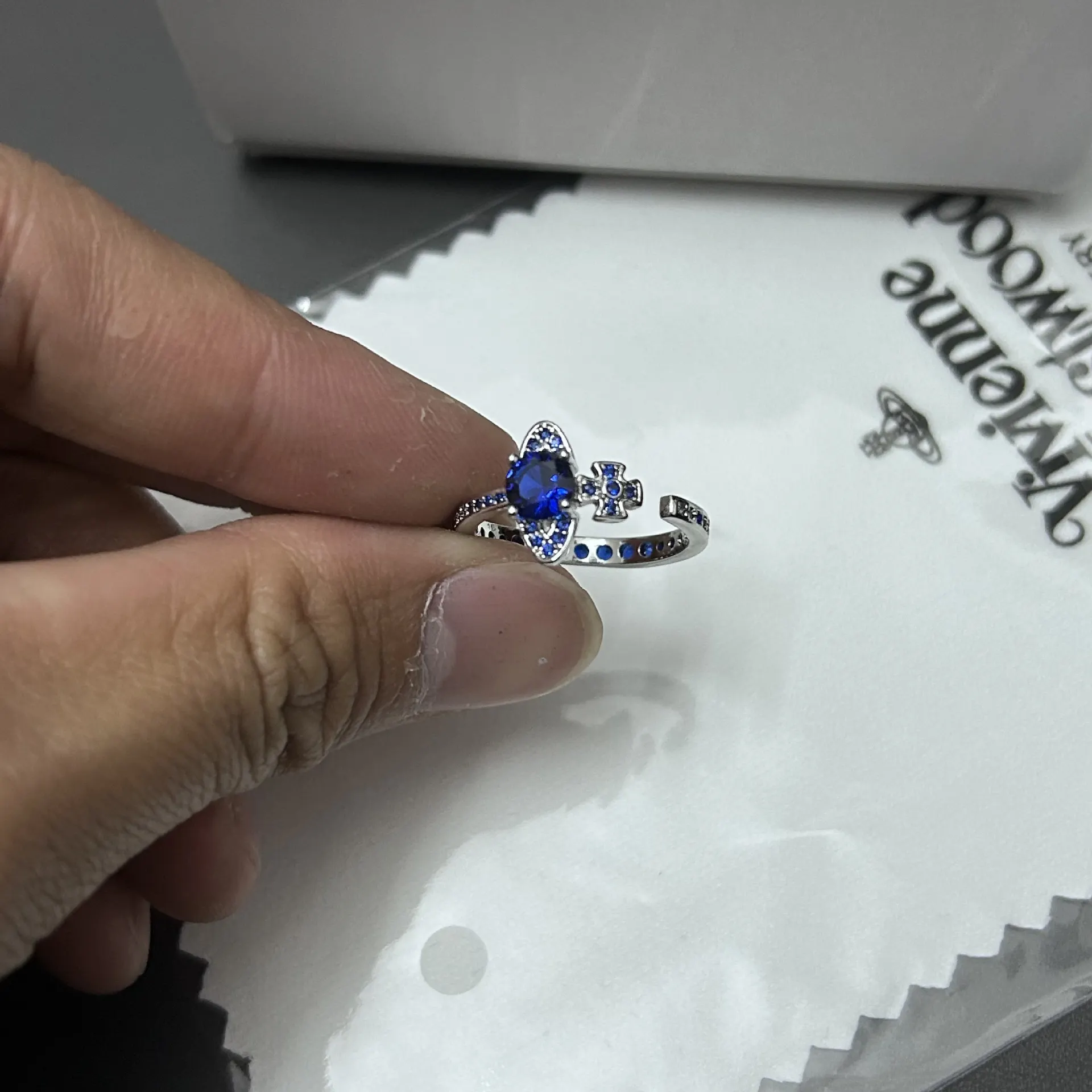 Vivienne Westwood Adjustable Pink Purple Blue Daimond Ring