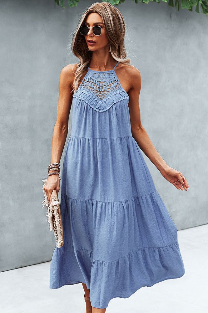 Chic Sleeveless Solid Color Stitching A-Line Mid-length Dress - Shop Trendy Women's Clothing | LoverChic