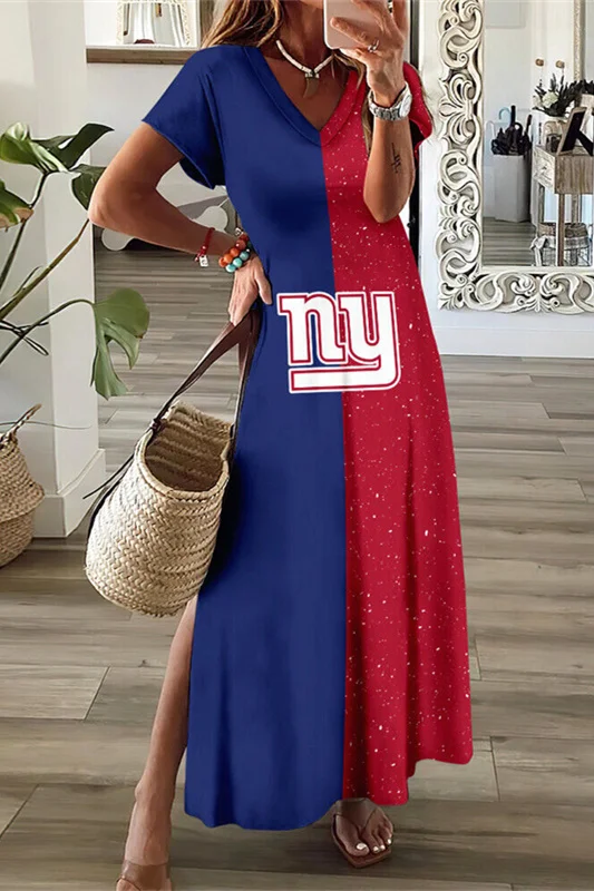 New York Giants
V-Neck Sexy Side Slit Long Dress