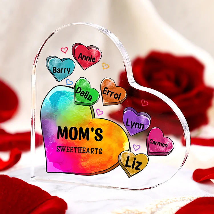 Personalized Texts Acrylic Heart Keepsake Custom 1–10 Names Ornament Colorful Hearts Family Gifts For Mother/Grandma