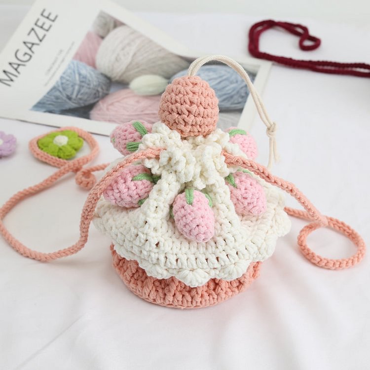 Handmade Strawberry Cake Crochet Bag