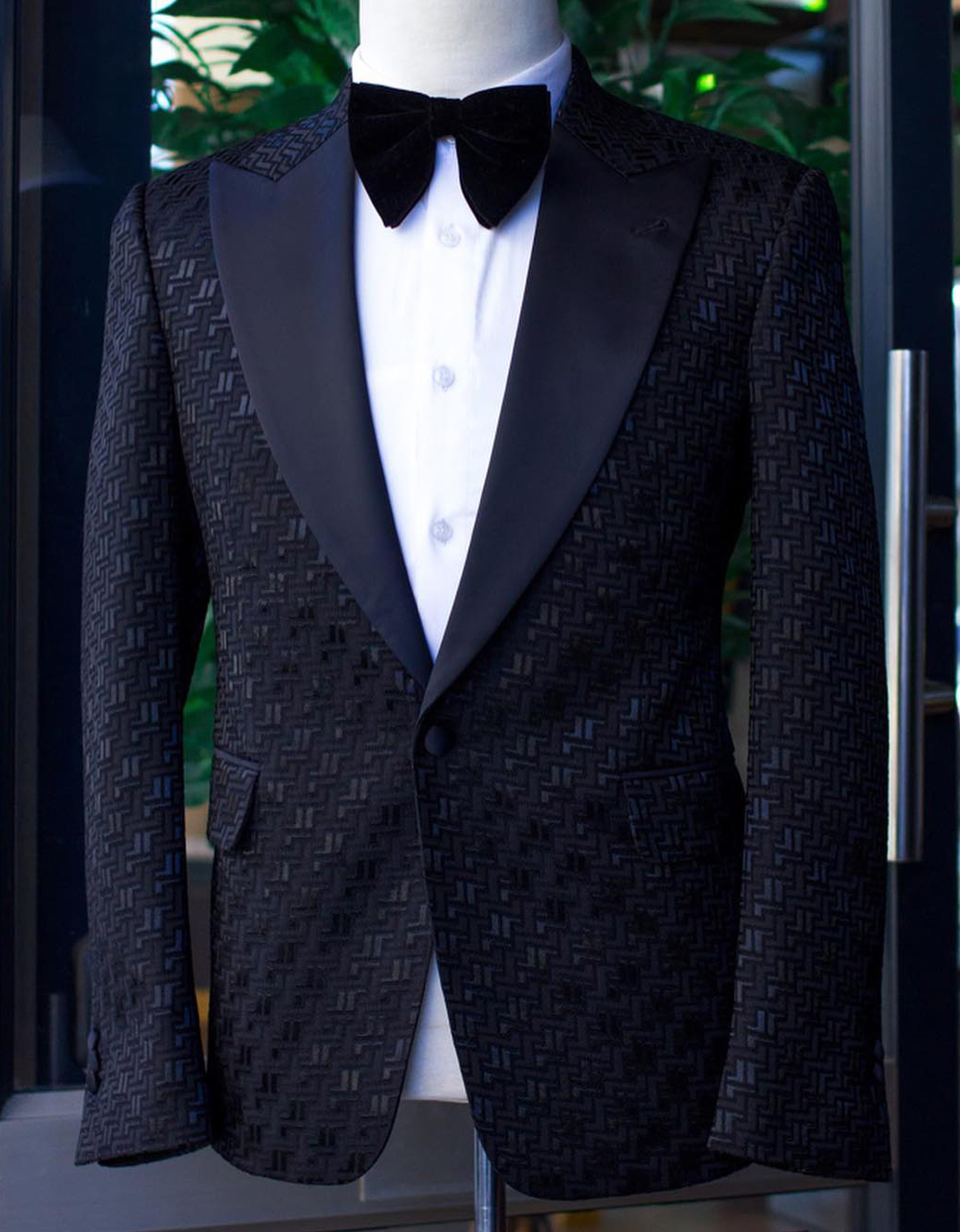 Okaywear Business Jacquard Lapel Collar One Button Flap Pocket Blazer 58.79