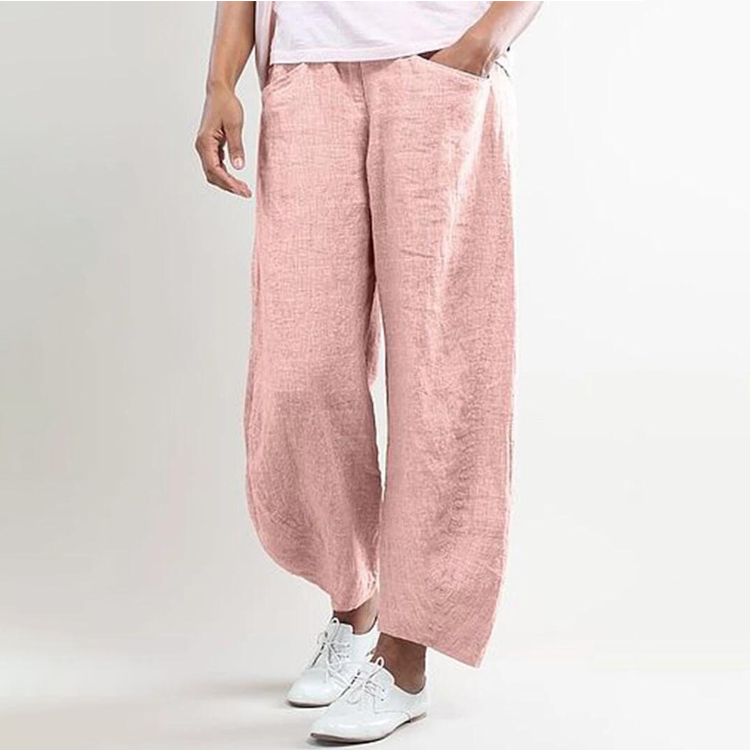 Ladies casual solid color straight-leg pants