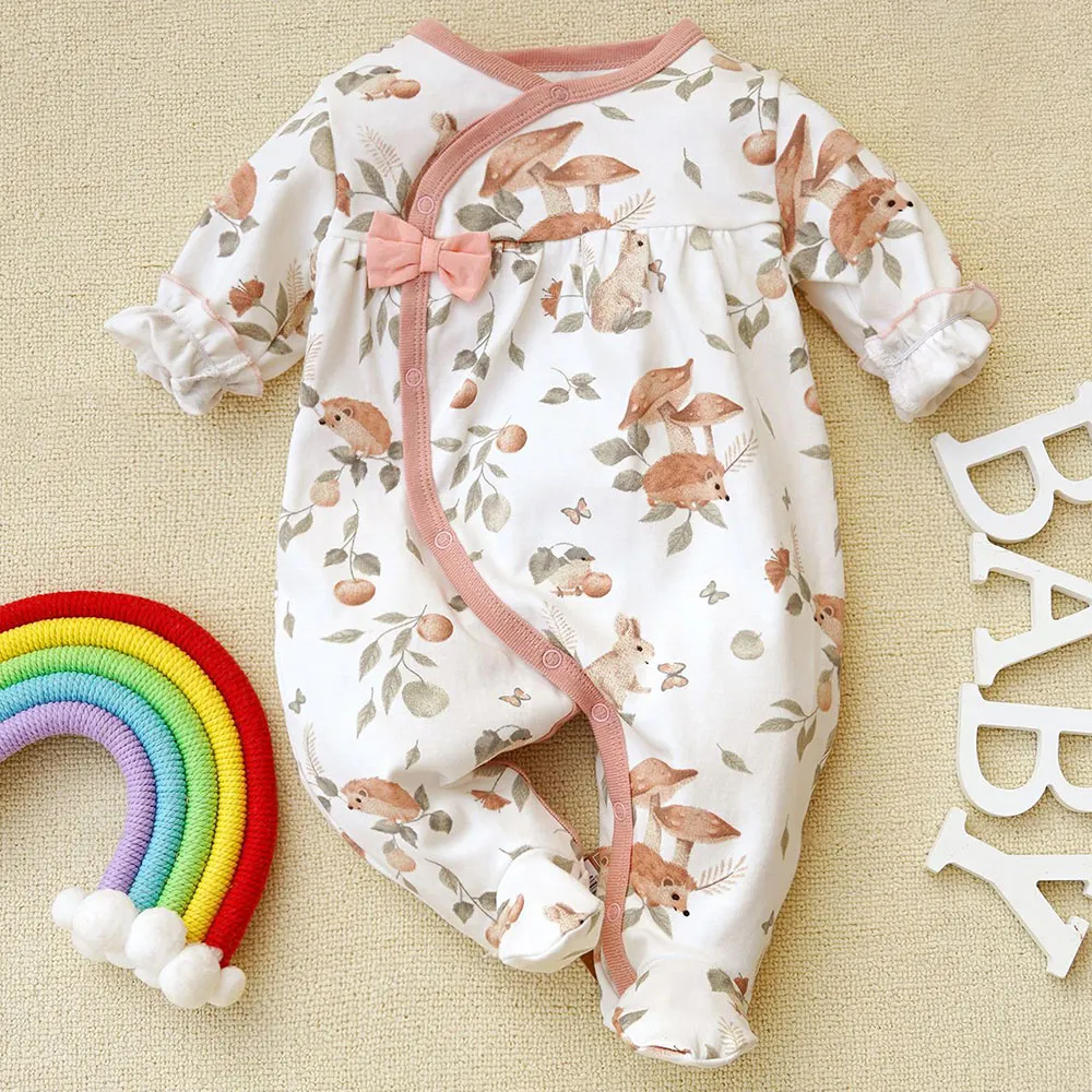 【0M-12M】Baby Girl Hedgehog Print Long Sleeve Romper