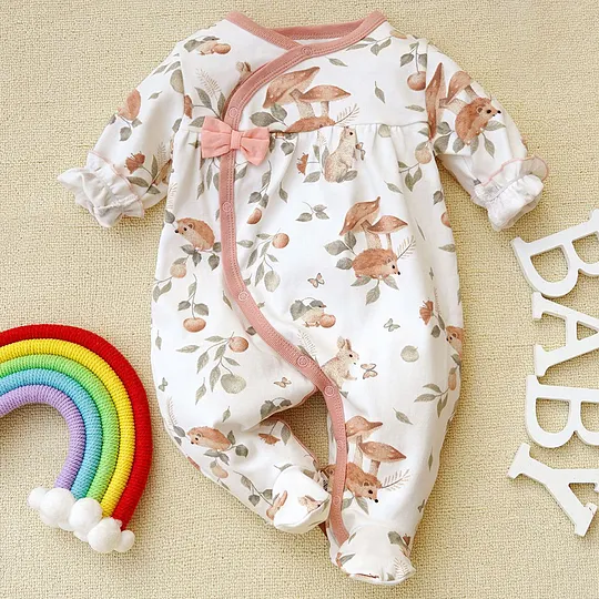 【0M-12M】Baby Girl Hedgehog Print Long Sleeve Romper