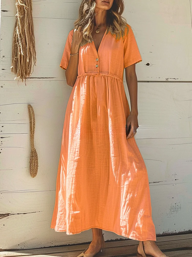 Women's new spring and summer V-neck waist dress socialshop
