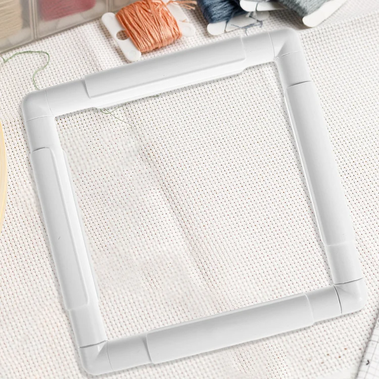 Cross Stitch Clip White Square Shape Need Assembled for Sewing (20.3*20.3 cm)