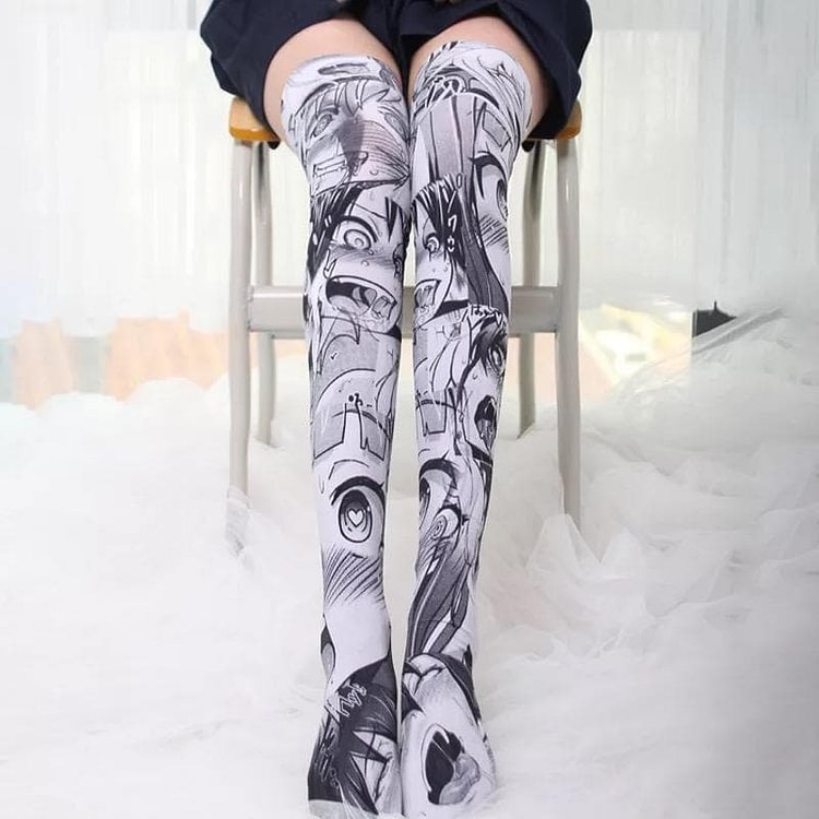 Kawaii Ahegao Velvet Long Socks S12686