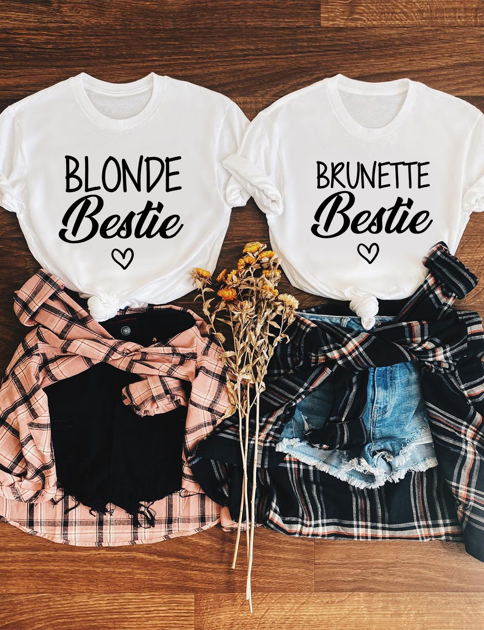 Blonde Brunette Bestie Matching T Shirt 