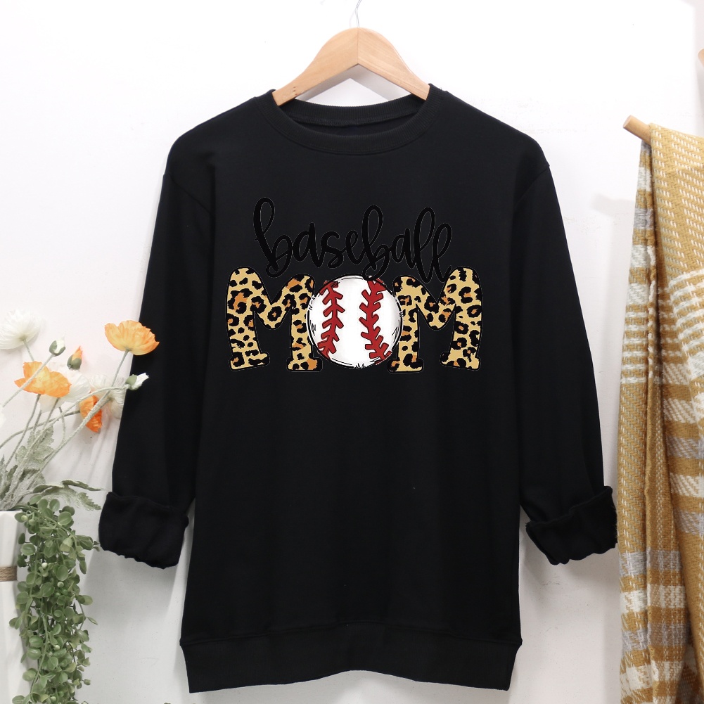 Leopard Baseball mom Women Casual Sweatshirt-Guru-buzz
