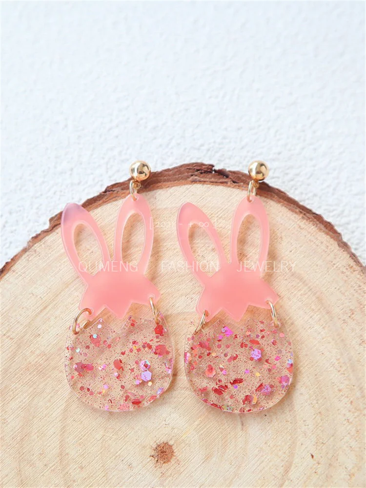 Comstylish Easter Bunny & Egg Glitter Earrings
